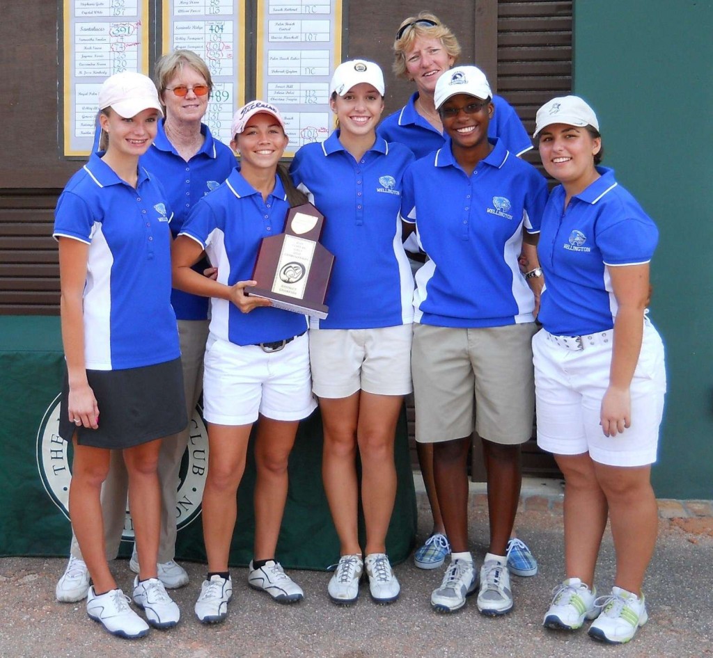 2010-district-champs_ladywolverines 2010 District 18 Golf Champions, the Lady Wolverines. L-R: Mary Dixon, assistant coach Janet Lisle, Melissa Welch, Kaci Bennett, head coach Laurie Bawinkle, Janelle Johnson, Allison Parssi.