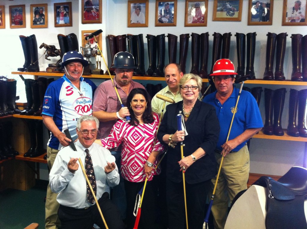 rotary-polo-gear-1 (L-R) Mason Phelps. Barry Manning. Andrew Barr. Maggie Zeller. Don Gross. Karen Hardin. Larry Kemp.