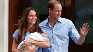 Kate and William, beaming with their new baby (George). Photo: AP.